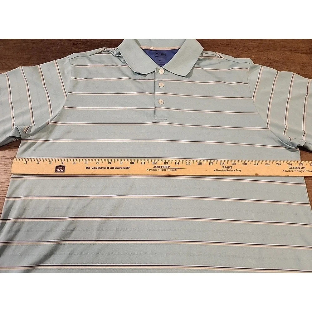 Adidas‎ ClimaCool Men XL Blue Striped Short Sleeve Golf Polo Shirt Pullover